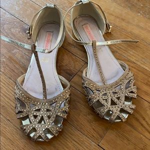 Gold and gold rhinestone sandals